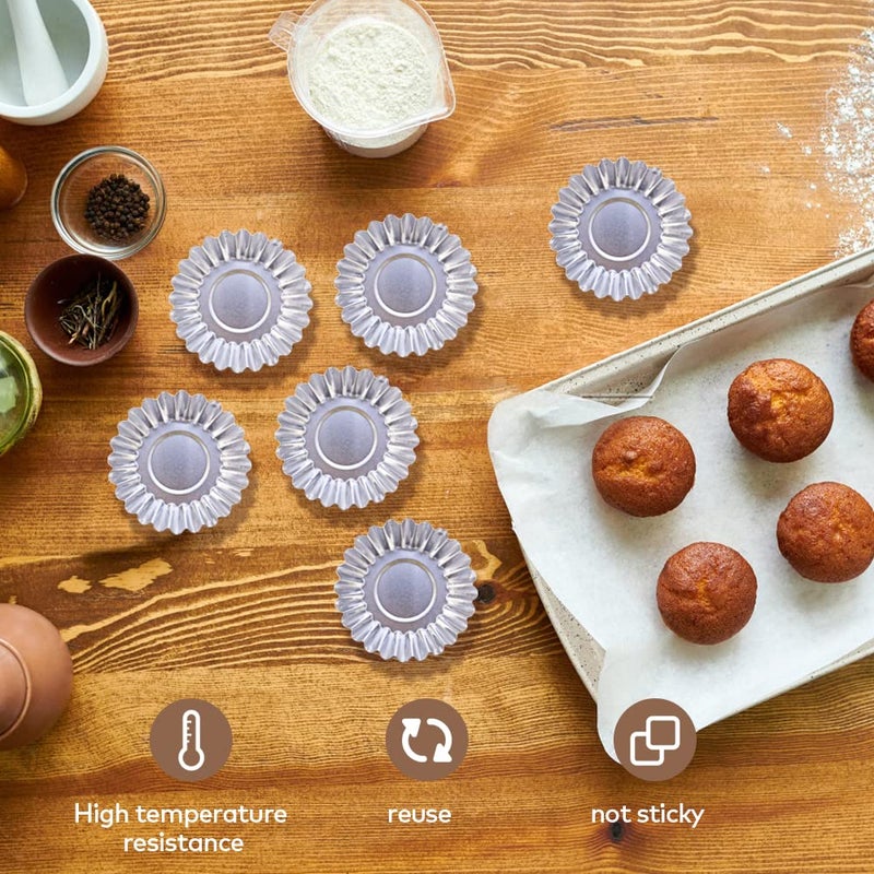 JOGILBOY 20 Pcs Disposable Aluminum Foil Egg Tart Molds Mini Pie Tins Pans and Tinfoil Cupcake Cake Cookie Liner Baking Cup Molder for Baking Supplies Making Tarts Quiche Pie Chocolate Pudding - Image 5